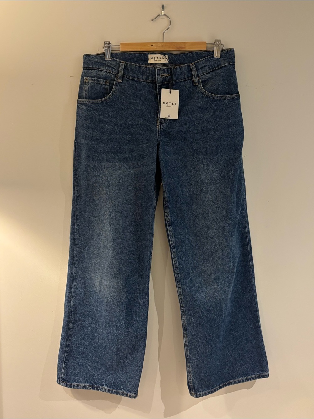 Motel Rocks Wide Leg Jeans in Deep Blue Denim